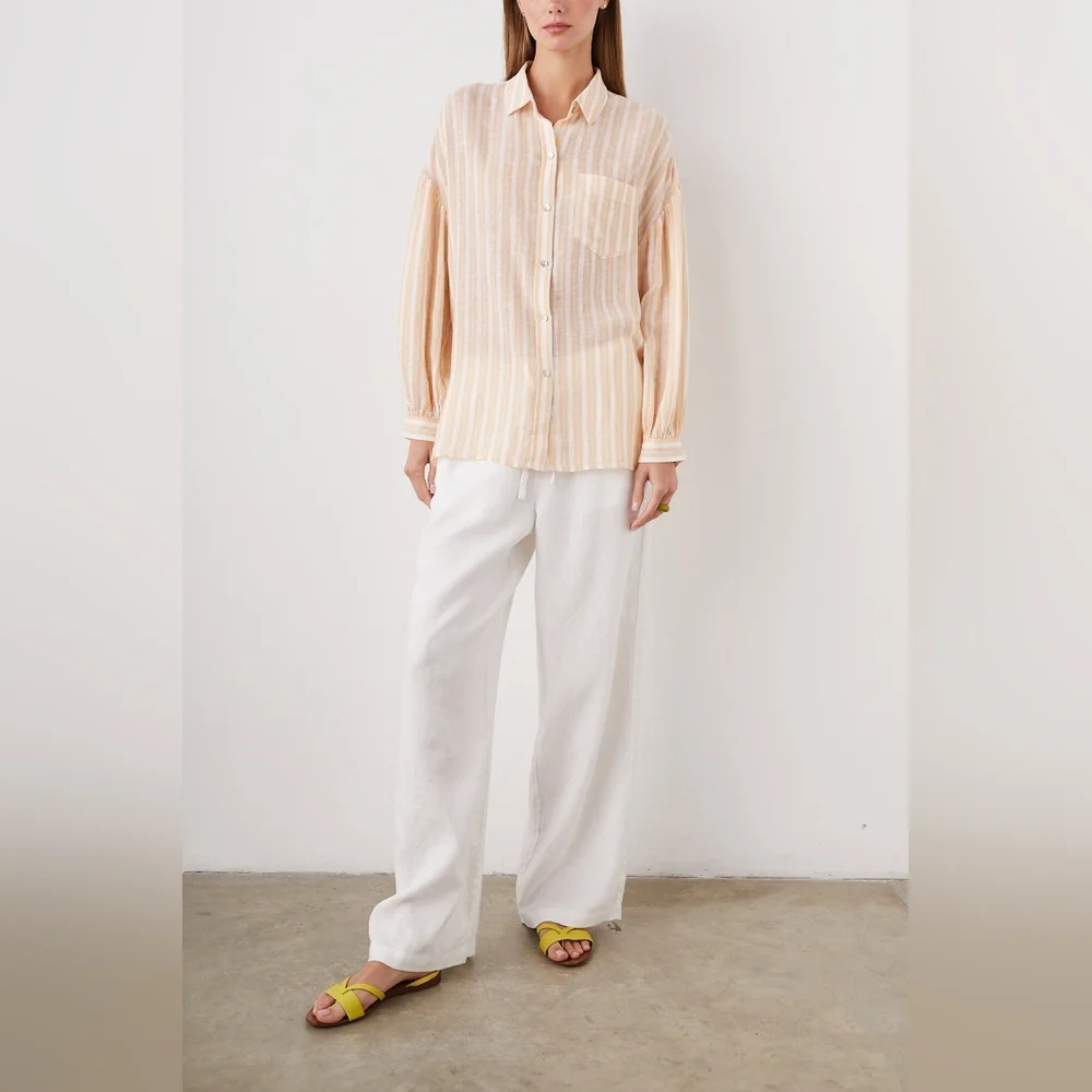 RAILS Clio Clementine Stripe Top Blouse Linen Eco XL Oversized NWT - Picture 4 of 6
